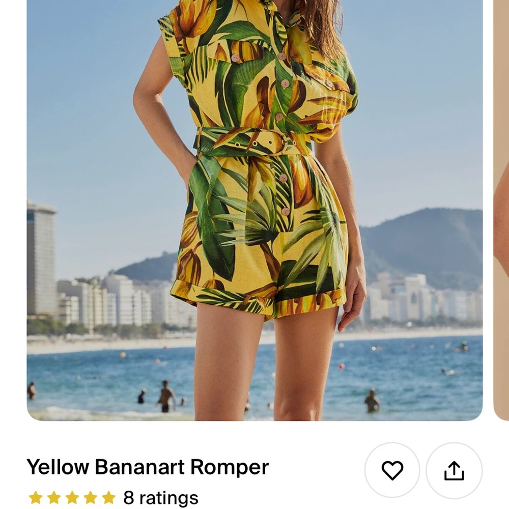 Tropical Yellow Leaf Print Romper
